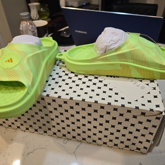 Women's Adidas x Stella McCartney Slide 'Lime Green' IG3573 SIZE 9 MULE NEW - Picture 4 of 10
